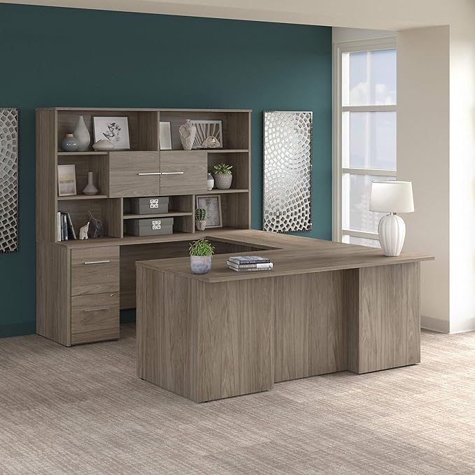 Bush Business Furniture 500 Home Office Desk, 72W, Modern Hickory