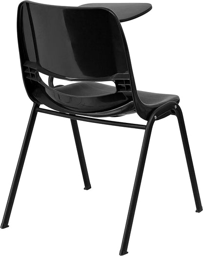 Flash Furniture Black Ergonomic Shell Chair with Left Handed Flip-Up Tablet Arm