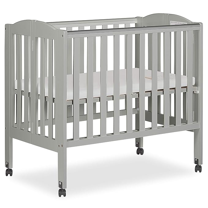 2 in 1 Folding Portable Crib in Cool Grey, Greenguard Gold Certified , 40x26x38 Inch (Pack of 1)