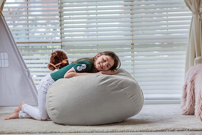 Wekapo Stuffed Animal Storage Bean Bag Chair Cover for Kids | Stuffable Zipper Beanbag for Organizing Children Plush Toys Large Premium Cotton Canvas (Solid Grey, X-Large)
