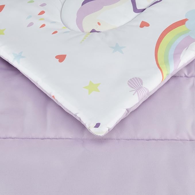 Amazon Basics 5 Piece Microfiber Kid's Bed-in-a-Bag Bedding, Toddler, Unicorn Print
