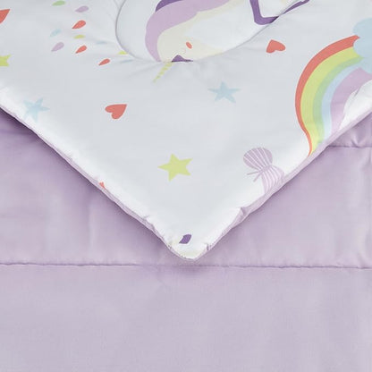 Amazon Basics 5 Piece Microfiber Kid's Bed-in-a-Bag Bedding, Toddler, Unicorn Print