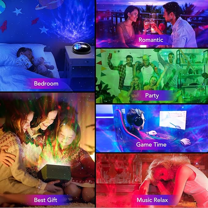 One Fire Gifts Box Galaxy Projector Light with 10 White Noise & Bluetooth Music, Remote Timer Galaxy Lights for Bedroom, Room Decor