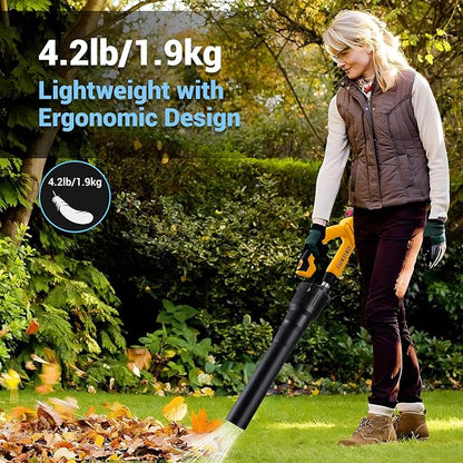 Leaf Blower Cordless with 2X 4.0Ah Batteries Powered, 150 MPH, 5 Variable Speed, Lightweight Electric Leaf Blower for Lawn Care, Snow, Gifts, Garage, Rooftop
