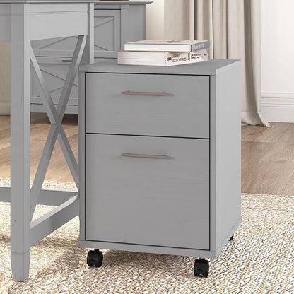 Bush Furniture Key West 2 Drawer Rolling File Cabinet in Cape Cod Gray, Mobile Organization for Home Office, Small Under Desk Storage on Wheels