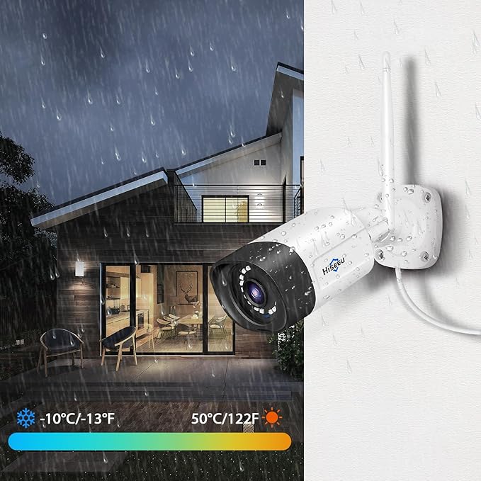 Hiseeu 5MP WiFi Security Camera System Outdoor,12Pcs 16CH NVR Camera Surveillance System,Color Night Vision, Spotlight& Siren Alarm,2-Way Audio,3TB HDD for 24/7 Recordings
