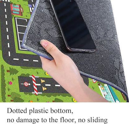 Car Rug Play Mat, Road Rug Carpet for Kids, City Life Educational Road Traffic Carpet for Ages 3-12 Years Old(140×200cm/55×79inch)