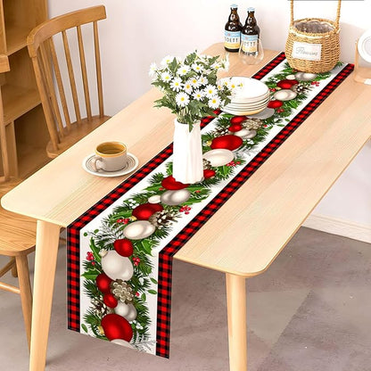 Nepnuser Black and Red Buffalo Check Plaid Christmas Table Runner 90 Inches Long Seasonal Winter Xmas Party Decoration Holiday Home Kitchen Dining Room Decor