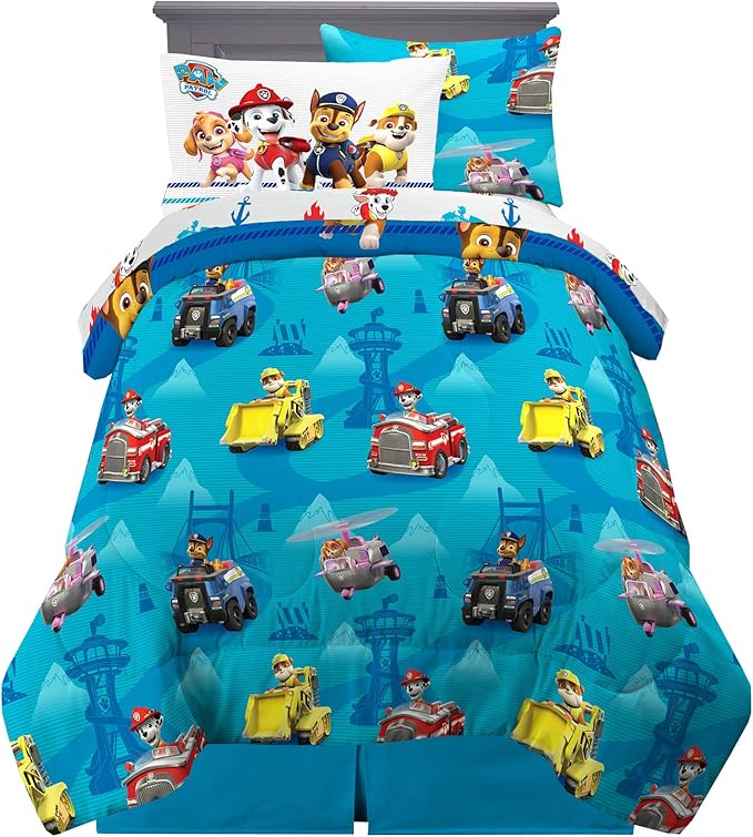 Paw Patrol Kids Bedding Super Soft Comforter and Sheet Set with Sham, 5 Piece Twin Size, (100% Officially Licensed Nickelodeon Product) By Franco