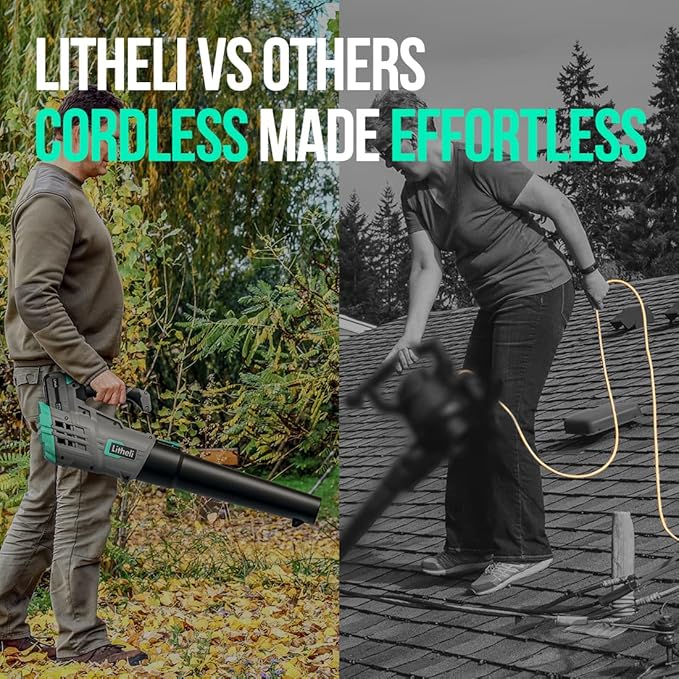 Litheli Cordless Leaf Blower 40V, Battery Leaf Blowers for Lawn Care, Lightweight Axial Blower for Blowing Leaf, Dust, Debris, with 2.0Ah Battery & Charger Included