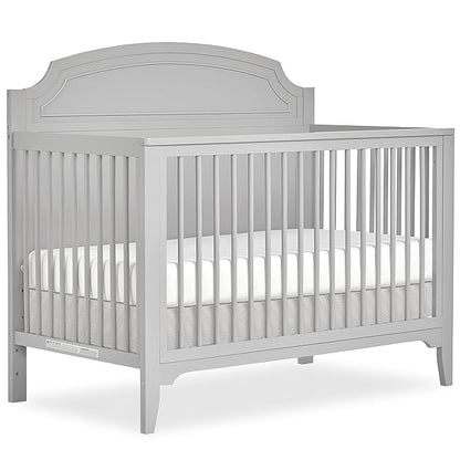 JPMA & Greenguard Gold Certified Milton 5-in-1 Convertible Crib Made with Sustainable New Zealand Pinewood in Pebble Grey, Non-Toxic Finish