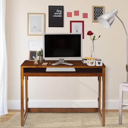 Casual Home Folding Desk with Pull-Out & USB Ports