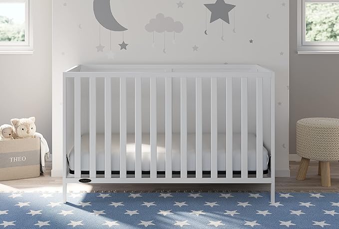 Graco Theo 3-in-1 Convertible Crib (White) - GREENGUARD Gold Certified, Converts to Toddler Bed & Daybed, Fits Standard Full-Size Crib Mattress, 4 Adjustable Mattress Heights