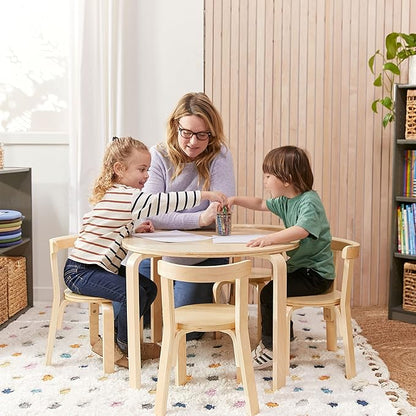 ECR4Kids ECRKids Seating, 5-Piece Table and Chairs Set, Natural