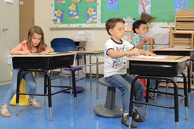 Kore Kids Pre-Teen Wobble Chair - Flexible Seating Stool for Classroom, Home & School, ADD/ADHD - Made in The USA - Age 10-11, Grade 5-6, Grey (18.7in)