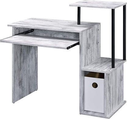 Acme Lyphre Wooden Top Computer Desk in Antique White and Black