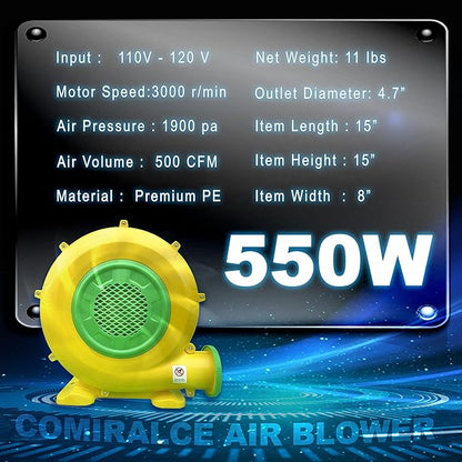 CoMiracle Air Blowers, 550 Watt Inflatable Bounce House Air Blower, Outdoor Inflatable Castle and Jump Slides Blower