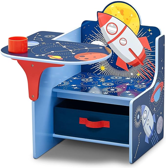 Delta Children Space Adventures Chair Desk with Storage Bin - Ideal for Arts & Crafts, Snack Time, Homeschooling, Homework & More - Greenguard Gold Certified, Blue