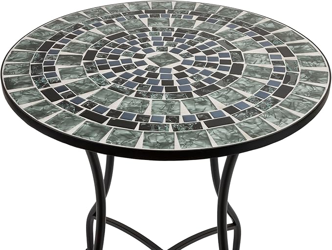 Alpine Corporation Alpine Marbled Glass Mosaic Bistro Set, Onesize, Black/Gray
