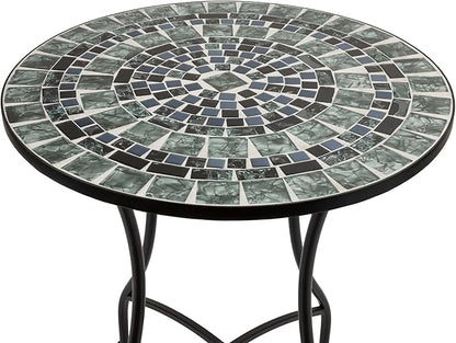 Alpine Corporation Alpine Marbled Glass Mosaic Bistro Set, Onesize, Black/Gray