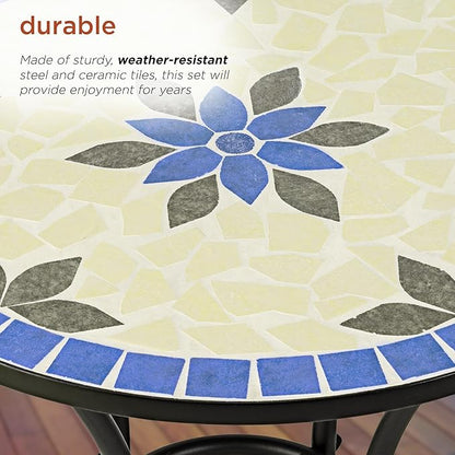 Alpine Corporation Blue and Beige Mosaic Bistro Set, 3-Piece
