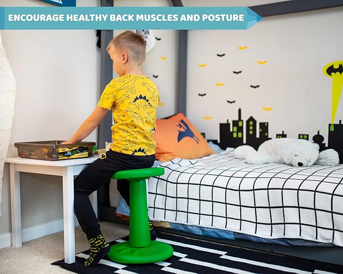 Studico ActiveChairs Kids Wobble Stool, Flexible Elementary Classroom Seating, Improves Focus, Posture and Helps ADHD/ADD, Sensory Chair, Active Fidget Chairs, Pre-Teen 17.75" Chair, Ages 7-12, Green