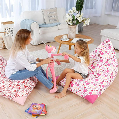 Aubliss Stuffed Animal Storage Bean Bag Chair Cover, 50"x 35" Extra Large Bean Bags for Kids & Adults, Beanbag Toy Storage for Boys Girls - Premium Cotton Canvas Bola