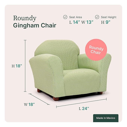 KEET Roundy Kid's Chair, Gingham Chair Only, Wood,Green
