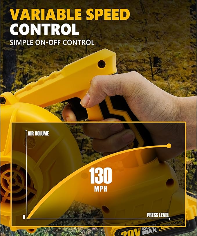 Alloyman Leaf Blower, 20V Cordless Leaf Blower, Leaf Blower Cordless with 2.0Ah Battery and Charger, Electric Leaf Blower for Yard Cleaning/Snow Blowing.