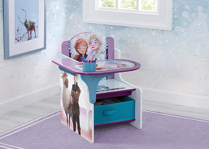 Delta Children Chair Desk with Storage Bin, Disney Frozen II Cup Holders|Arm Rest, Engineered Wood