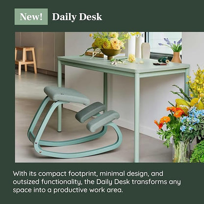 Branch Daily Desk - Functional At Home Office Desk with Effortless Assembly, Timeless Design, Rounded Corners, and Built-in Cable Notch - 36” W x 28.5” H x 24” D - Sage Work Table