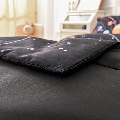 6 Pcs Solar System Comforter Set Full Outer Space Bedding Set Universe Planets Theme Comforter for Boys Kids Ultra-Soft (1 Comforter, 2 Pillowcases, 1 Flat Sheet, 1 Fitted Sheet,1 Pillowcover)