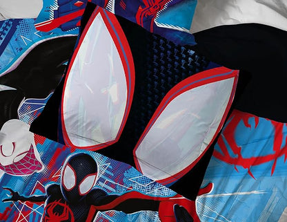 Marvel Spiderman Across The Spider-Verse Glitch 7 Piece Full Size Bed Set - includes Comforter & Sheet Set Bedding - Super Soft Fade Resistant Microfiber (Official Product)