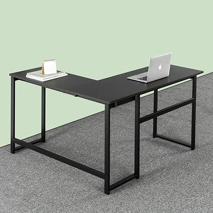 ZINUS Luke 53 Inch Black Metal Corner Desk / L-Shaped Computer Desk / Office Desk / Easy, Bolt Free Assembly