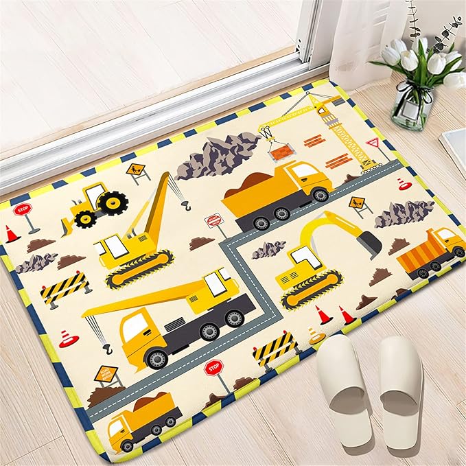Construction Play Mat Car Rug Play Mat Construction Rugs for Boys Room Car Rug for Boys Room Construction Decor for Boys Room Playroom Rug for Livingroom 2'×3'