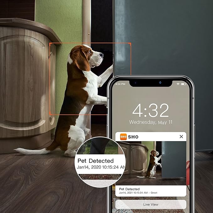 SHO Outdoor Plug-in Smart Security WiFi Camera, 1080P HD Video, IP66 Weatherproof, Motion Detection, Night Vision, Cloud Service, Compatible with Alexa and Google Home, 2 Pack