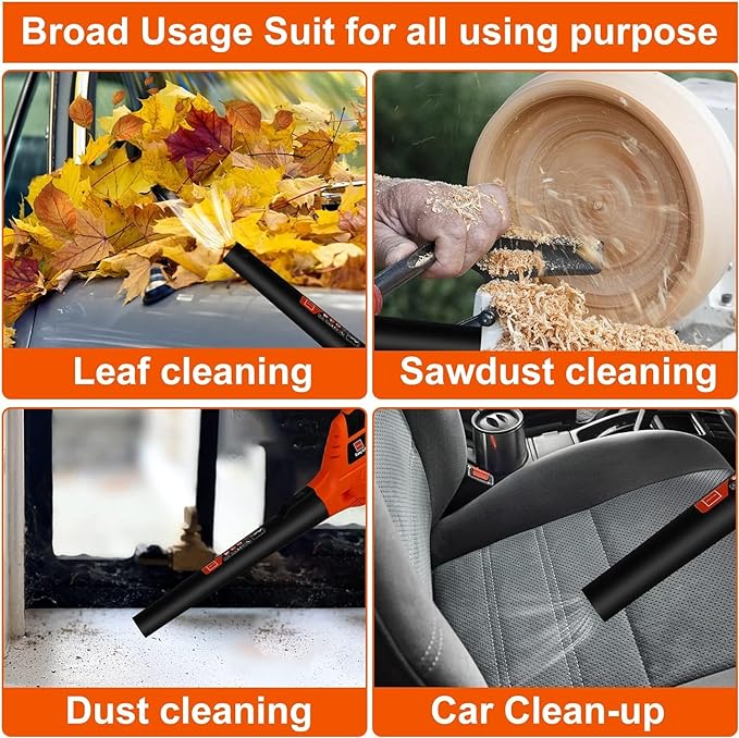 Leaf Blower Cordless,21V Handheld Electric Leaf Blower with 4.0Ah Battery and Charger, 2 Speed Mode, Lightweight Battery Powered Leaf Blower for Lawn Care, Patio, Yard, Sidewalk (Orange)
