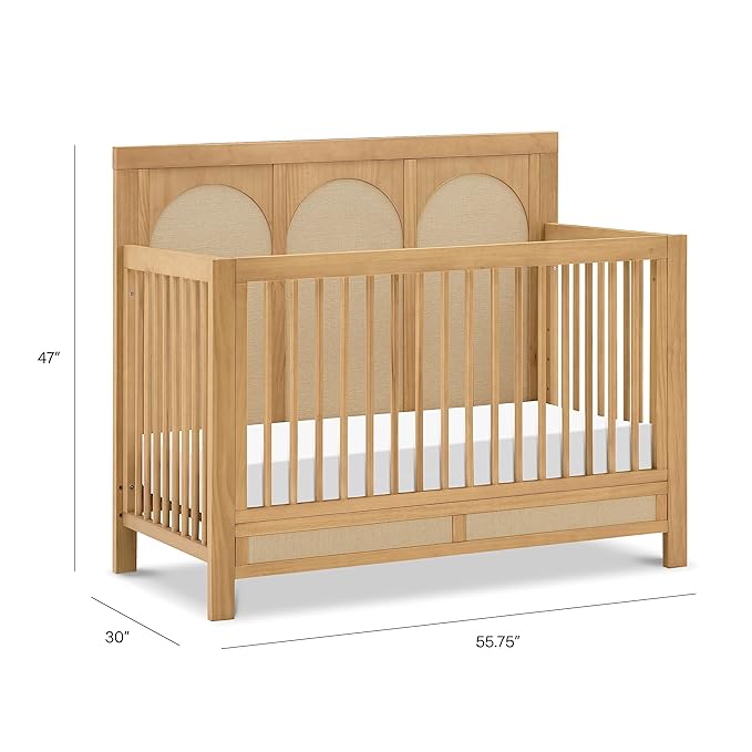 Namesake Eloise 4-in-1 Convertible Crib in Honey and Performance Sand Eco-Weave, GREENGUARD Gold Certified