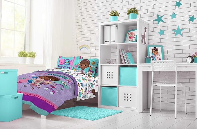 Jay Franco Disney Junior Doc McStuffins Hospital 5 Piece Twin Bed Set - includes Reversible Comforter & Sheet Set - Super Soft Fade Resistant Microfiber (Official Disney Junior Product)