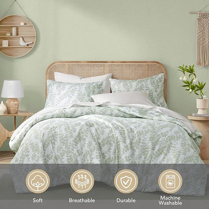 Codi Green Floral Comforter Twin Size, Sage Botanical Bedding Set | Nature Style, Unique Reversible Design, Better for Spring and Summer | Leaf Print 3 Pieces