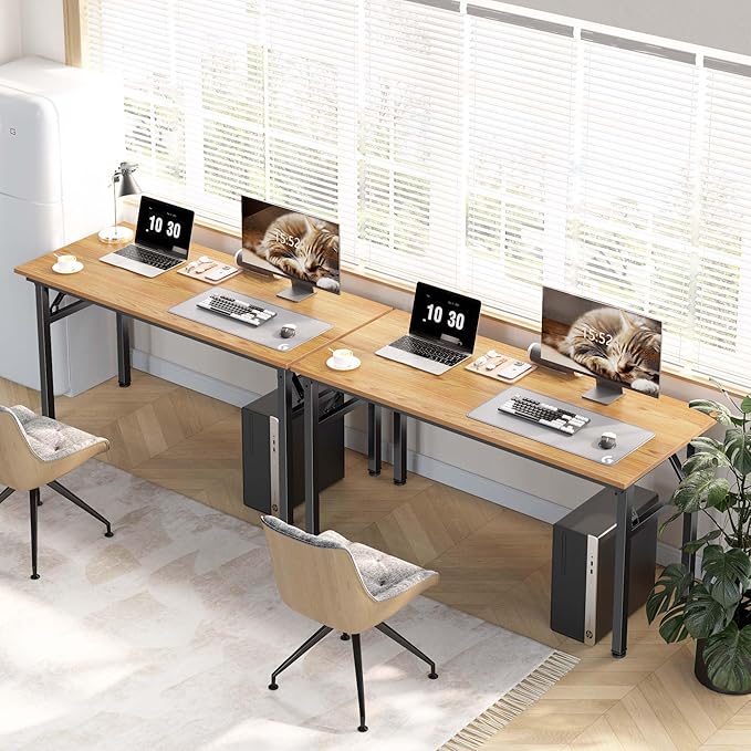 Computer Desk, 61.9 inches Folding Table Home Office Desk for Home Office, Gaming Desk, No Install Needed, Multifunctional Laptop Table