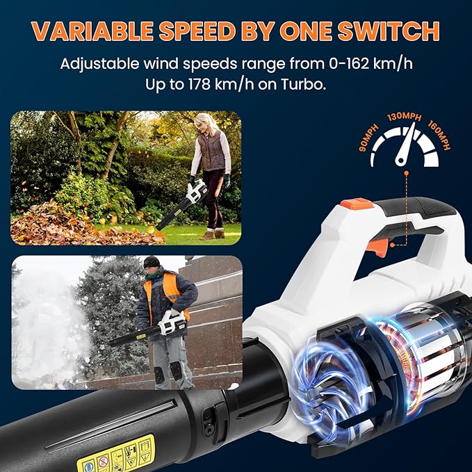 20V Cordless Brushless Leaf Blower for Lawn Care, 580-CFM 160-MPH 4.0Ah Battery Powered with Variable Speed, Handheld, Including Battery&Fast Charger.