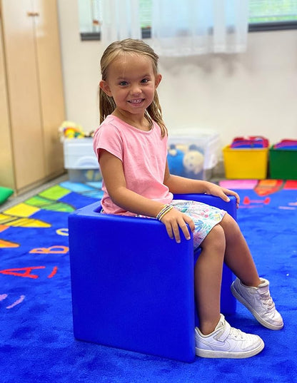 Children's Factory 3-in-1 Cube Chair for Kids, Flexible Seating Classroom Furniture, 1-Pack, Blue