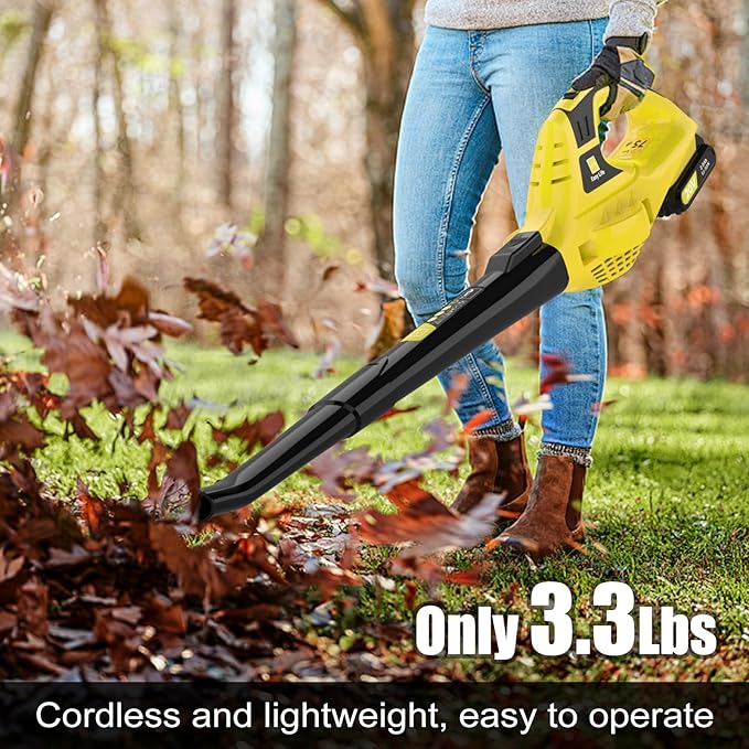 Leaf Blower Cordless,21V Handheld Electric Leaf Blower with Battery and Charger, 2 Speed Mode, Lightweight Battery Powered Leaf Blowers for Lawn Care,Patio, Yard, Sidewalk,Snow Blowing