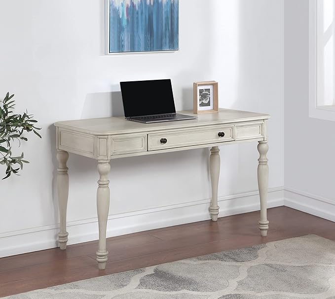 OSP Home Furnishings Country Meadows 48 Inch Writing Desk with Drawer, Antique White