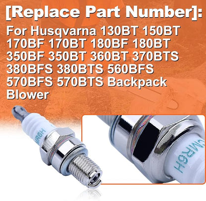 Spark Plug for Husqvarna 130BT 150BT 170BF 170BT 180BF 180BT 350BF 350BT 360BT 370BTS 380BFS 380BTS 560BFS 570BFS 570BTS 426LST 233RJ 243R 253R Backpack Blower Trimmer