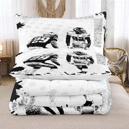 Bodhi Football Comforter Set Queen for Boys Kids American Football Bedding Set Sport Football Player Comforter,American Football Comforter with Pillowcase,Football Quilt,Queen Size #4002