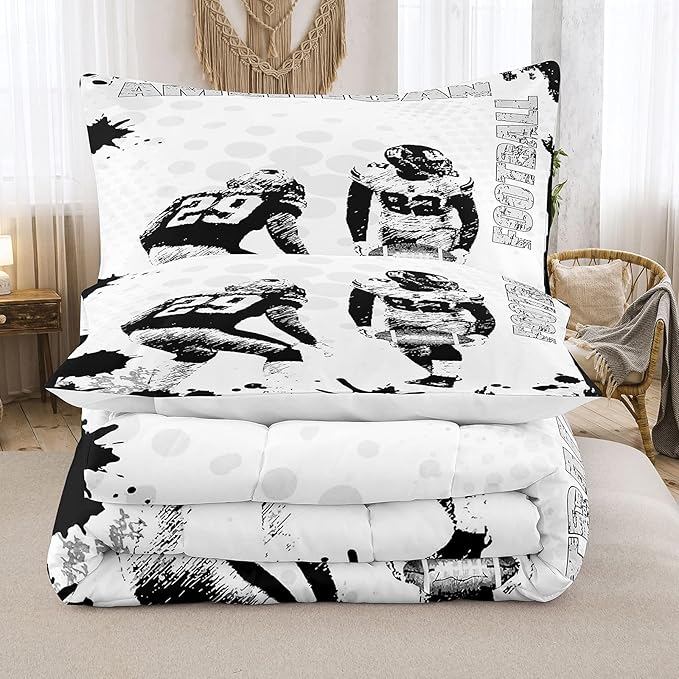 Bodhi Football Comforter Set King for Boys Kids American Football Bedding Set Sport Football Player Comforter,American Football Comforter with Pillowcase,King Size #4002