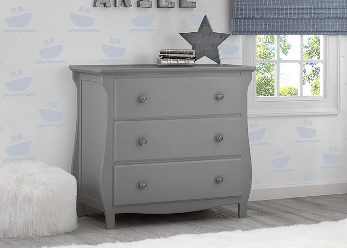 Delta Children Lancaster 4-in-1 Convertible Baby Crib & 3 Drawer Dresser with Changing Top, Grey