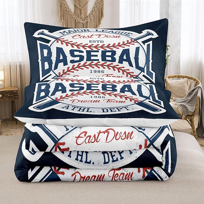 Bodhi Boys Comforter Set Full Size,Sports Comforter for Boys,Baseball Comforter Set Full,Baseball Bedding Set for Kids,Teen Comforter Bedding Set Full with Pillowcases